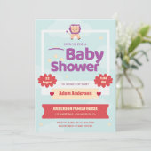 Schattigee Leeuw Baby shower Uitnodiging - Gendern (Staand voorkant)