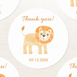 Schattigee Leeuw Bedankt Datum Ronde Sticker