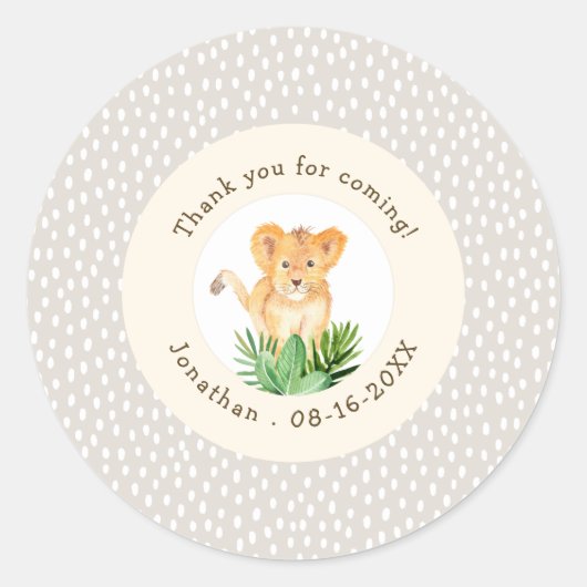Schattigee Leeuw Cub Wildlife Dank u Verjaardagsgu Ronde Sticker (Voorkant)