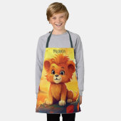 Schattigee leeuw dierenvrienden naam toevoegen schort (Gedragen)