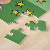 Schattigee leeuw fotonaam groen geel kinder legpuzzel (Zijkant)