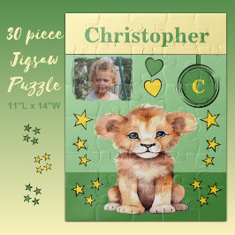 Schattigee leeuw fotonaam groen geel kinder legpuzzel