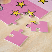 Schattigee leeuw fotonaam roze geel kinder legpuzzel (Zijkant)
