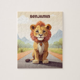 Schattigee leeuw gepersonaliseerd Kind Legpuzzel