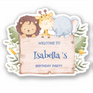 Schattigee Leeuw Giraffe Tropische bloem Verjaarda Sticker