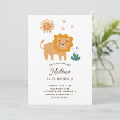 Schattigee leeuw. Grappig safari dier baby kids ve Kaart (Staand voorkant)