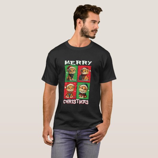 Schattigee Leeuw Kerstdieren Lover Vrolijke Kerstb T-shirt (Voorkant volledig)