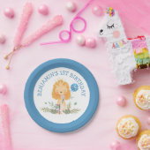 Schattigee Leeuw laat Blue Boys 1e verjaardagsfees Papieren Bordje (Feest)