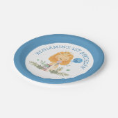 Schattigee Leeuw laat Blue Boys 1e verjaardagsfees Papieren Bordje (Gekanteld)