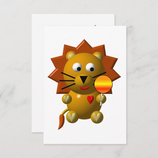Schattigee Leeuw met een Lollipop Kaart (Voorkant / Achterkant)