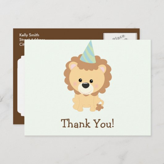 Schattigee Leeuw Oerwoud Dier Dank u Briefkaart (Voorkant / Achterkant)