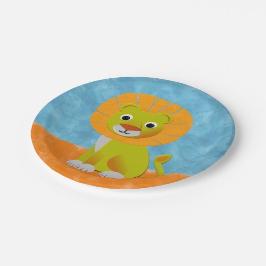 Schattigee leeuw op Waterverf achtergrond Papieren Bordje (Gekanteld)