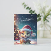 Schattigee Leeuw Santa Klauwen Kerstmis Feestdagenkaart (Staand voorkant)
