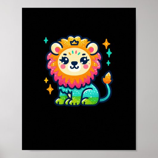 Schattigee leeuw Sticker Poster (Voorkant)