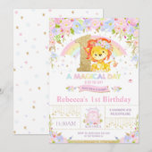 Schattigee Leeuw Verjaardagsfeest Uitnodiging Meis (Voorkant / Achterkant)