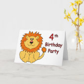 Schattigee leeuw vierde verjaardag kaart (Gele Bloem)