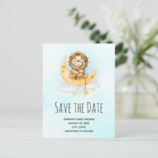 Schattigee Leeuw Vist Waterverf Bewaar de datum Uitnodiging Briefkaart (Staand voorkant)