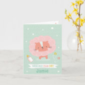 Schattigee Leeuw welkom kleine baby op munt Kaart (Gele Bloem)