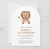 Schattigee Leeuwenboog 1e verjaardag uitnodiging (Voorkant)