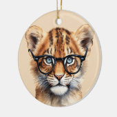 Schattigee leeuwencubb met bril keramisch ornament (Links)