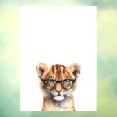 Schattigee leeuwencubb met bril raamsticker (Vel 3)