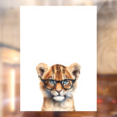 Schattigee leeuwencubb met bril raamsticker (Vel 2)