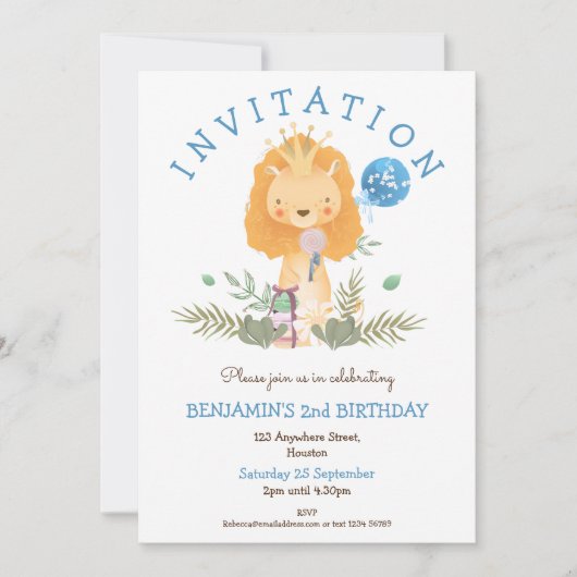 Schattigee leeuwenkroon verlaat jongens 2e verjaar kaart (Voorkant)