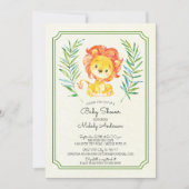 Schattigee Leeuwenneutrale Baby shower-uitnodiging Kaart (Voorkant)