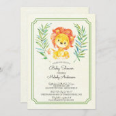 Schattigee Leeuwenneutrale Baby shower-uitnodiging Kaart (Voorkant / Achterkant)
