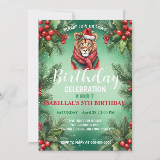 Schattigee leeuwensafari Kerstfeest Kerstfeest Save The Date (Voorkant)