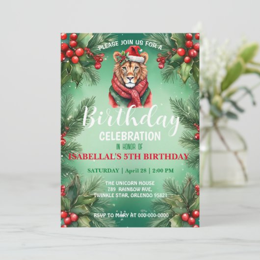 Schattigee leeuwensafari Kerstfeest Kerstfeest Save The Date (Staand voorkant)