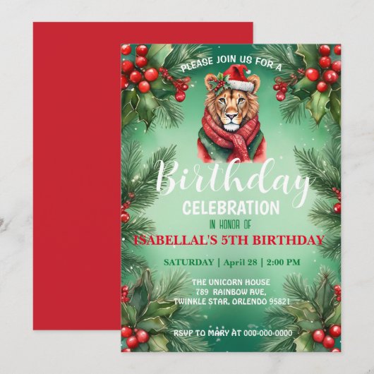 Schattigee leeuwensafari Kerstfeest Kerstfeest Save The Date (Voorkant / Achterkant)