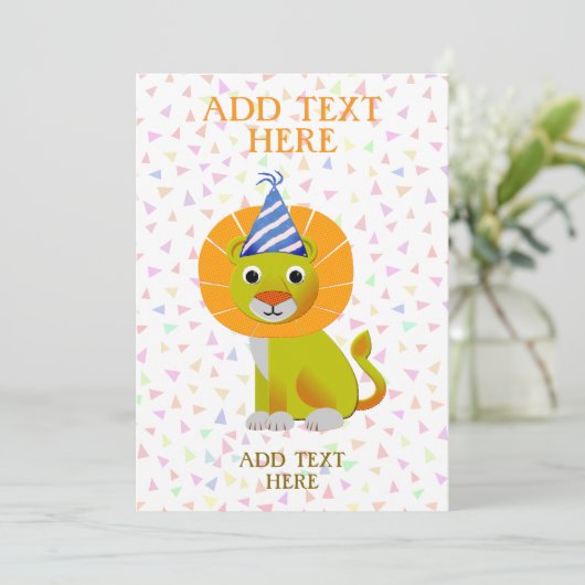 Schattigee leeuwenverjaardag kaart (Staand voorkant)