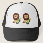 Schattigee leeuwenwelp met tropische bloemen trucker pet (Voorkant)
