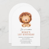 Schattigee Leeuwsafari verjaardagsuitnodiging Kaart (Voorkant / Achterkant)