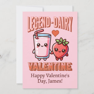 Schattigee Legend-Dairy Aardbeien Melk Valentijn Feestdagenkaart