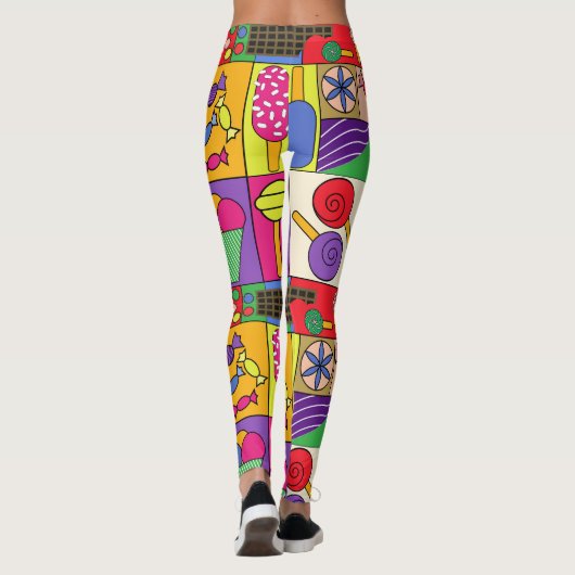 Schattigee leggings met snoepjes, ijs, snoepicoon (Achterkant)