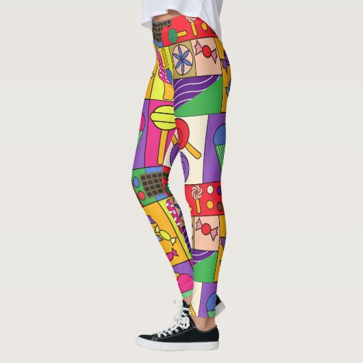 Schattigee leggings met snoepjes, ijs, snoepicoon (Links)