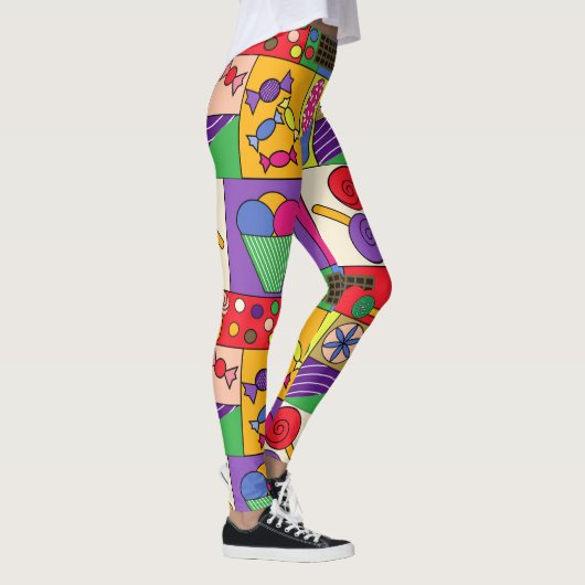 Schattigee leggings met snoepjes, ijs, snoepicoon (Rechts)