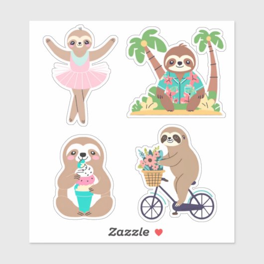 Schattigee Leisure Sloth Set Waterdicht Sticker (Vel)