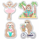 Schattigee Leisure Sloth Set Waterdicht Sticker (Voorkant)