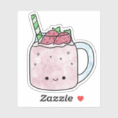 Schattigee lekkere aardbei smoothie sticker (Vel)