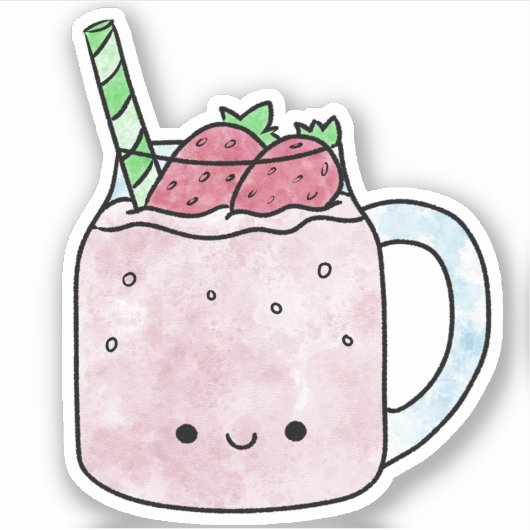 Schattigee lekkere aardbei smoothie sticker (Voorkant)