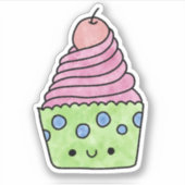 Schattigee lekkere cupcake sticker (Voorkant)