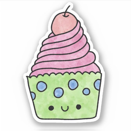 Schattigee lekkere cupcake sticker (Voorkant)