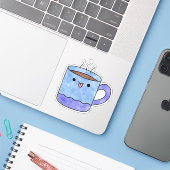 Schattigee lekkere warme chocolademelk sticker (Laptop met iPhone)
