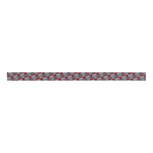 Schattigee lelijke kersttrui patroon rood/grijs grosgrain lint (Voorkant)