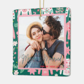 Schattigee lelijke trui eerste kerst getrouwd keramisch ornament (Links)