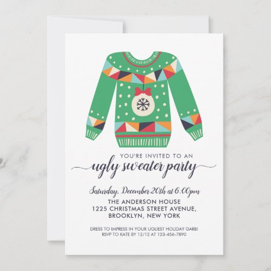 Schattigee lelijke trui kerst ornament feestdag kaart (Voorkant)