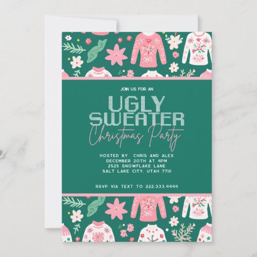 Schattigee lelijke trui kerstfeest aankondiging (Voorkant)